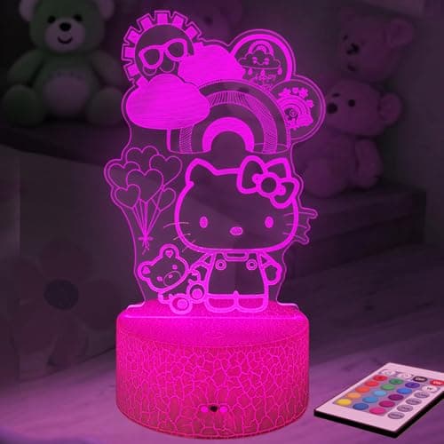 COBIKU Kitty Night Light for Kids, Kitty Lamp Girl Cute Led Cat Night Light 16 Colors Dimmable Kitty Decor Lamp with Remote & Luminous Base, Bedroom Decoratio Gifts for Christmas Birthday Girls - Image 1