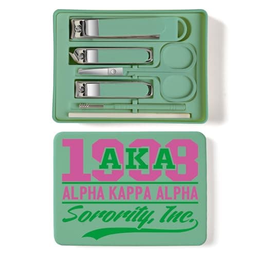 TTJHGYQO Nail Clippers and Beauty Tool Portable Set Nail Clipper Set Manicure Set 6 in 1 AKA Sorority Gifts Suitable for for Women Home, Workplace, Outdoor Travel,Etc. (AKA Green) - Image 1