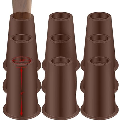 NKPOPHETE 8 inch Bed Risers Adjustable Furniture Risers - Heavy Duty Non-Slip Lift Supports for Beds/Couches/Sofas, Durable Square Design with Creates Storage Space (9 Pack Brown, 8 inch Round) - Image 1