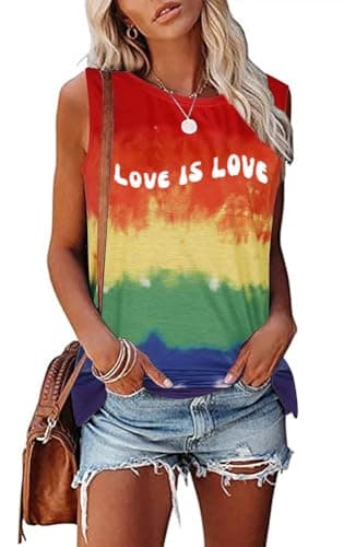 Love is Love Pride Tank Top Women-LGBTQ Flag Shirt Rainbow Pride Tee Top Love Wins Summer Sleeveless Shirt - Image 1