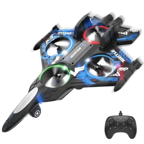 BEZGAR Drones for Kids | 2.4GHZ RC Plane | Remote Control Airplane, Mini Stunt Plane Helicopter, 360° Flip Fighter Jet Toy with Colorful LED Navigation Lights Blue, Toys for ages 8-13 - Image 1