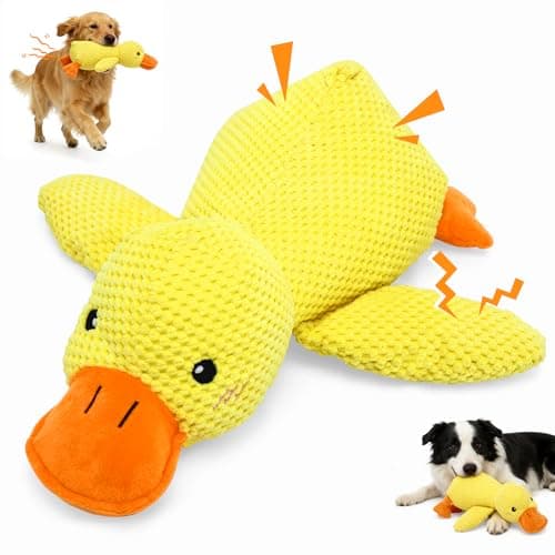 VOXGET Dog Calming Duck Toys, 2026 New Interactive Duck Toy with Quack Sound and Crazy Crinkle for Large Dogs, Soft Stuffed Plush Calming Duck Toy for Dogs Reduce Boredom -Yellow, 17.7"x14.9"(L) - Image 1