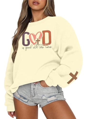 FASHGL Christian Sweatshirts Women Jesus Sweatshirt - Spirit Lead Me Shirt God Shirts Religious Crewneck Long Sleeve Top - Image 1
