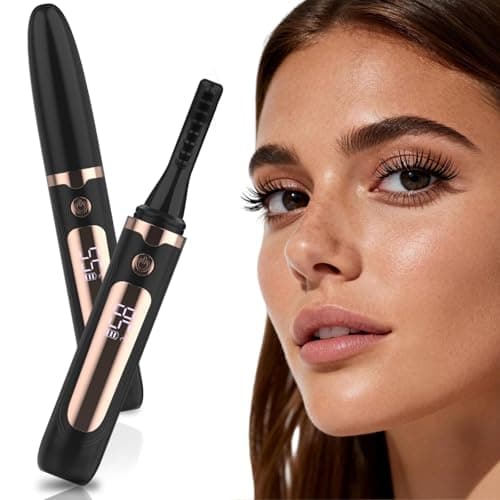 KiiNii Heated Eyelash Curler, Electric Eyelash Curler with 4 Temperature Modes, LED Display, 5S Fast Heating, Type-C Rechargeable, 24H Long-Lasting Curls | Black - Image 1