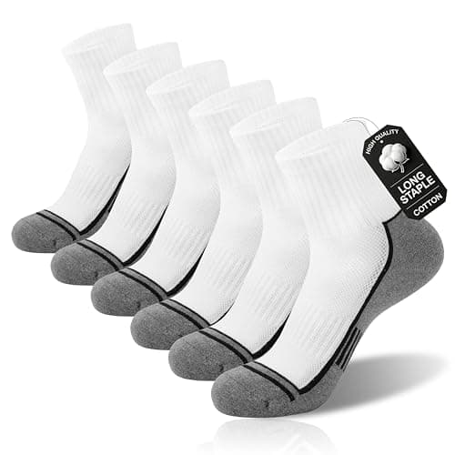 Urban Virgin Ankle Compression Quarter Cushion Socks For Men 9-12 White Athletic Reinforced Heels Breathable Socks For Men - Image 1