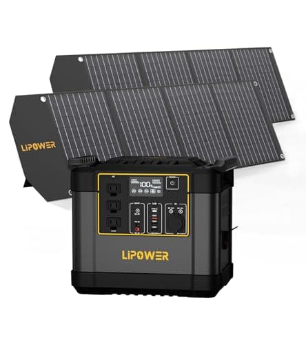 Lipower Power Station with 100W Solar Panels, 1075Wh Solar Generator AC Outlets with USB Ports, Multiple Charging Station for Camping, Power Supply, Emergency(2 Pack Panels) - Image 1