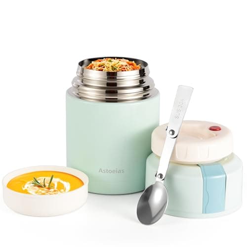 Insulated Thermo Soup Jar for Kids & Adults, 27 oz Stainless Steel Thermal Food Container with Spoon, Triple Layer Insulation (Blue) - Image 1