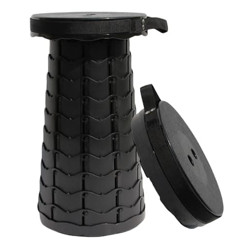ALEVMOOM Upgraded Nylon Collapsible Stool with 500lbs Max Weight Portable Retractable Folding Telescoping Stools for Adults Chair for Outdoor Camping Fishing Hiking BBQ(Nylon Black) - Image 1