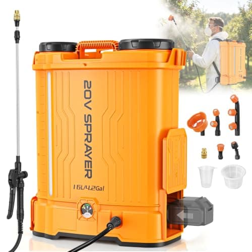Rozlchar Backpack Sprayer 4.2 Gal Battery Powered, Compatible for DeWalt 20V Batteries(Tool Only), Electric Garden Sprayer with Mixing, 0-90 PSI Weed Sprayers with 6 Nozzles for Yard Lawn Farm - Image 1