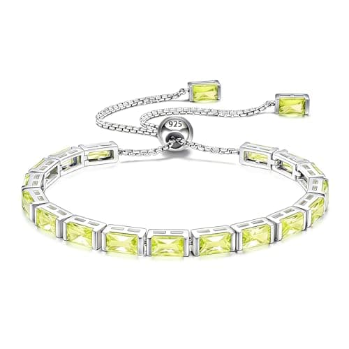 Cacupol Birthstone Tennis Bracelet for Women Sterling Silver Adjustable Chain Fine Hypoallergenic Jewelry Anniversary Birthday Gifts - Image 1