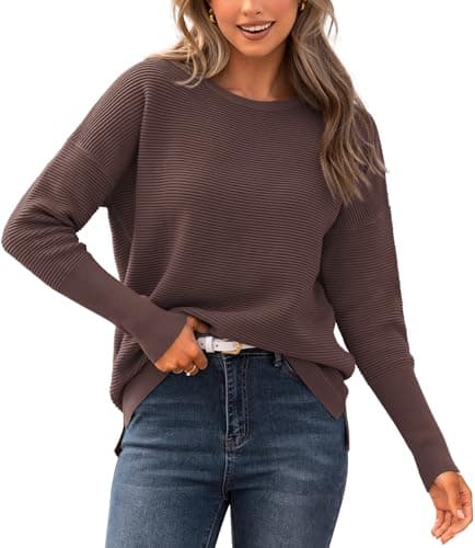 BTFBM Trendy Winter Sweater Christmas Sweater Long Sleeve Loose Fit Maternity Sweater Pullover Jumper Tops(Coffee,Small) - Image 1