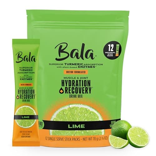 Bala Enzyme - Total Body Wellness Drink Mix - Lime Flavor - Electrolytes Powder Packets - Hydrate & Recover, Turmeric Drink with Electrolytes & Amino Acids - 0.25oz (12 Count) - Image 1
