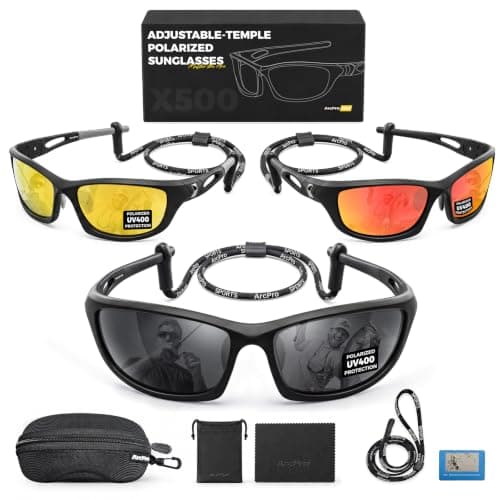 ARCPRO Fishing Sunglasses for Men, Polarized Fishing Sunglasses Men, 30° Adjustable Temples Lightweight Tr90 Frame, UV400 Protection (Silver) - Image 1