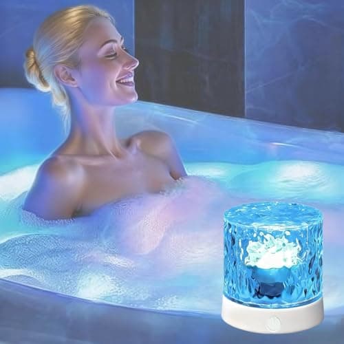 Rechargeable Shower Lights for Inside Shower-Ocean Wave Projector Light for Bathroom Bath Tub-Cordless LED Bathroom Lights 3D Water Ripple Light Ocean Lamp for Bathtub Relaxing Spa,Northern Aurora - Image 1