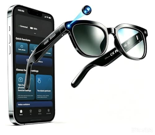 AI Smart Glasses with Camera and Audio, 8MP HD Camera Glasses for Men Women with Voice Assistant, 1080P Recording Sunglasses with Real-Time Translation, Open-Ear Audio for Vlogging, Travel, Business