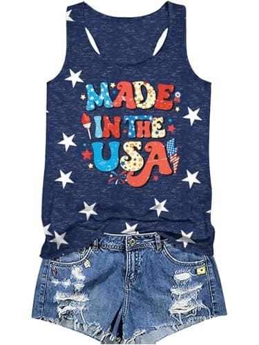 Binshre Party in The USA Print Tank Tops Women 4th of July Independence Day Shirts Funny Patriontic Graphic Sleeveless Tee Tops - Image 1