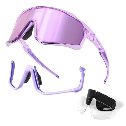 KAPVOE Polarized Cycling Glasses for Men Women MTB Glasses Mountain Bike Glasses TR90 Sport Sunglasses UV400 Protection Biking Bicycle Riding Running Triathlon Baseball Golf Cycle Glasses Purple