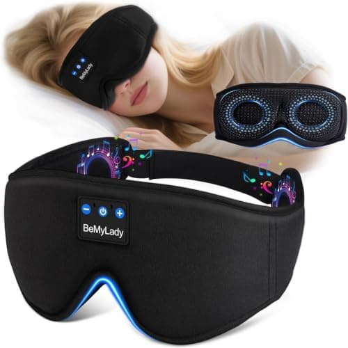Sleep mask Headphones,100% Blackout 3D Zero Eye Pressure Bluetooth Sleep mask Breathable Eye mask with Bluetooth Headphones Sleep Headphones for Side Sleepers 14H Playtime&Bluetooth 5.4 Black - Image 1