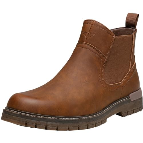 Jousen Chelsea Boots Casual Slip On Ankle Waterproof Mens Boots(AMY8119A tan 11) - Image 1