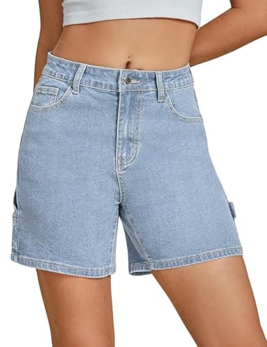 luvamia Jeans Shorts for Women Denim Utility Comfortable Cargo Baggy Carpenter Shorts Women Airy Blue Small Fits Size 4 / Size 6 - Image 1