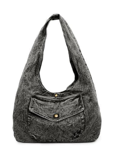 Flowyair Womens Denim Purse Trendy Canvas Large Capacity Jean Hobo Tote Bag - Image 1