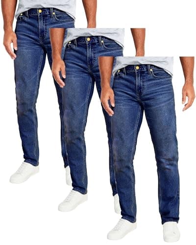 Galaxy by Harvic Mens Jeans 3-Pack Flex Stretch Slim Straight Pants - 5 Pocket Comfort Stretch Jeans for Men, Sizes 30-42 - Image 1