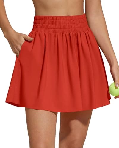 G4Free Golf Skirts for Women with Pockets High Waisted Tennis Skirt Inner Shorts Workout Running Skorts Comfy Summer(Rust Orange,XXL) - Image 1