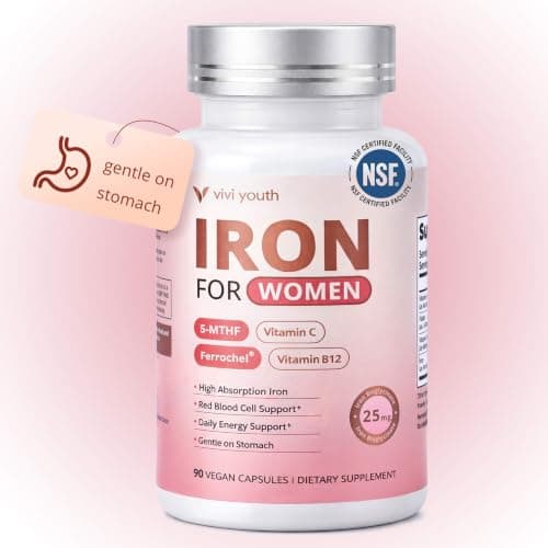 Gentle Iron Supplement for Women, High-Absorption Ferrochel® Iron Bisglycinate with Vitamin C, Active Folate & Methyl B12, Gentle on Stomach, Effective Iron-to-Energy Support, Vegan, 90-Day Supply - Image 1