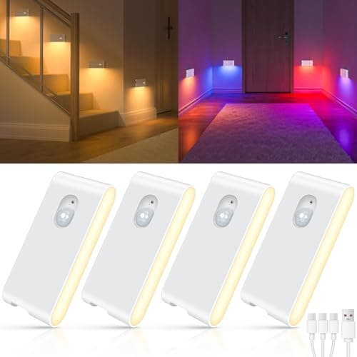 WILLED Stair Lights Indoor RGB & Warm White,Rechargeable Motion Sensor Night Light,Wireless Motion Sensor Lights Indoor for Stair,Bathroom,Hallway,Kitchen,Closet,Cabinet,Bedroom,Kids' Room - Image 1