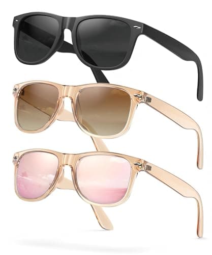 QALLY Sunglasses Womens Men Polarized UV400 Protection Trendy Classic Retro Square Mirrored Womens Sunglasses (3 Pack) - Image 1