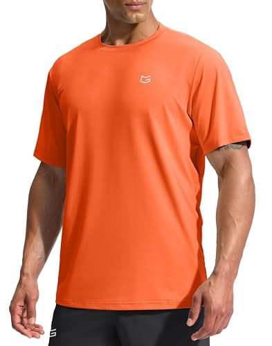 G Gradual Men's Sun Protection Swim Shirt UPF 50+ Rash Guard Short Sleeve Quick Dry Water Hiking Workout Shirts for Men (Orange,XL) - Image 1