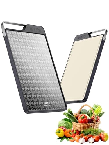 Katori Titanium Cutting Board for Kitchen, Double-Sided Pure Titanium(Checkered Design) & Wheat Straw PP, Food Grade Chopping, Non Toxic, Easy to Clean, 16"×11" - Image 1