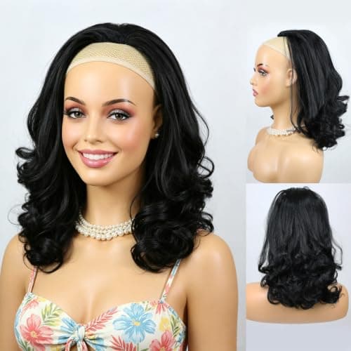 16 Inch Yaki Drawstring Ponytail for Black Women Synthetic Kinky Straight Ponytail Extensions With Curly End (Black) - Image 1
