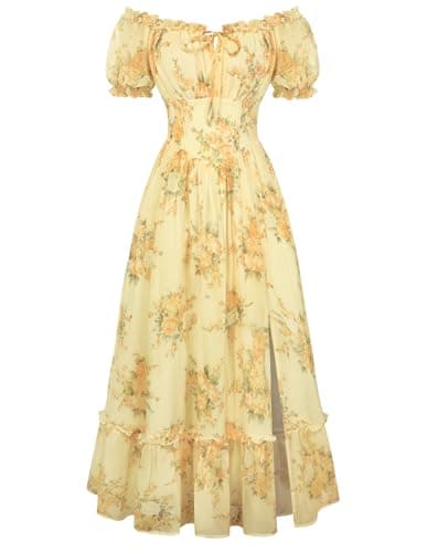 Scarlet Darkness Floral Corset Dress Women 2026 Summer Cottagecore Flowy Dresses Yellow Floral XXL - Image 1