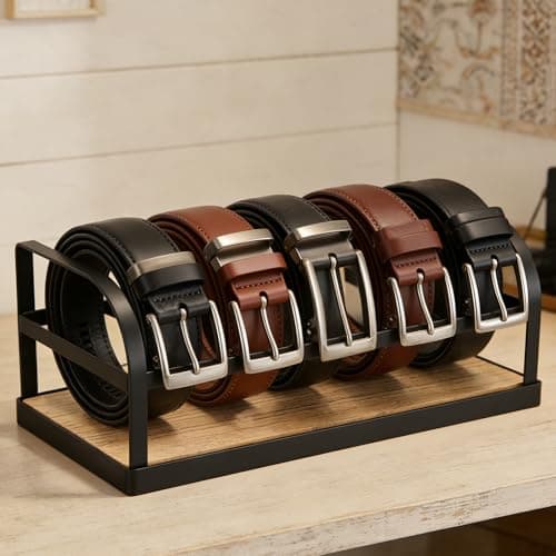 DAOYA 5-Slot Belt Organizer for Closet, Bamboo Wooden Belt Storage Rack for Dresser Drawer, Display Belts Ties Neatly, Sturdy Gift for Men - Image 1