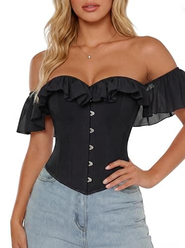 Scarlet Darkness Vintage Corset Tops for Women Renaissance Corset Boned Overbust Bodyshaper Top Back 10 - Image 1