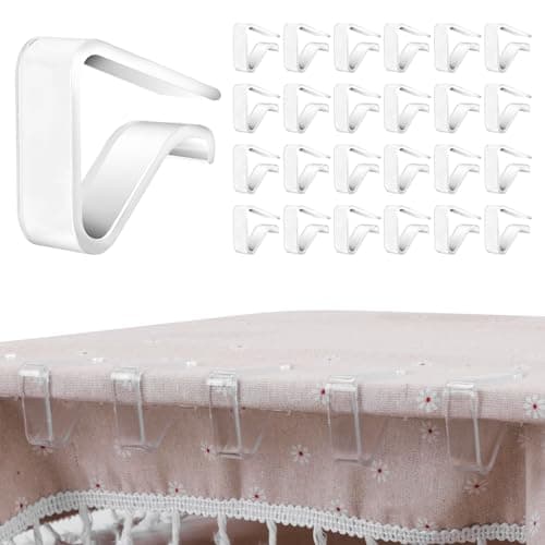 24 Pieces Clear Tablecloth Clips, Durable Plastic Table Cover Holders, Windproof Transparent Clamps for Securing Tablecloths Indoor Outdoor Party, Wedding, Christmas Event, Picnic, Camping (24, Large) - Image 1