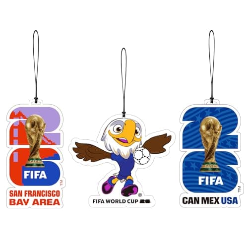 FIFA World Cup 2026 San Francisco, 3 Pack Car Air Freshener, Provides Long-Lasting Scent, FIFA 2026 Charms, World Cup USA Mascot, San Francisco