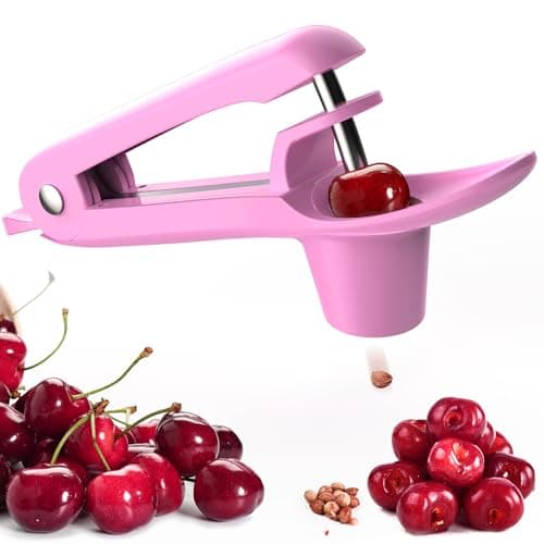 Cherry Pitter - UCMORX Stainless Steel Cherries Pitter Tool Cherries Corer Cherry Remover for Making Cherry Jam with Lock Design(Pink) - Image 1