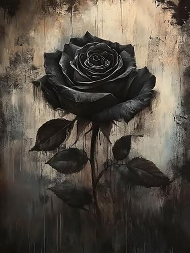 Zythron Rose Diamond Art,Diamond Art Kits for Adults Beginner,Black Rose Flowers Diamond Painting 5D Full Drill Painting Kit Art and Crafts for Adult Home Wall Decor 12 X 16 inch - Image 1
