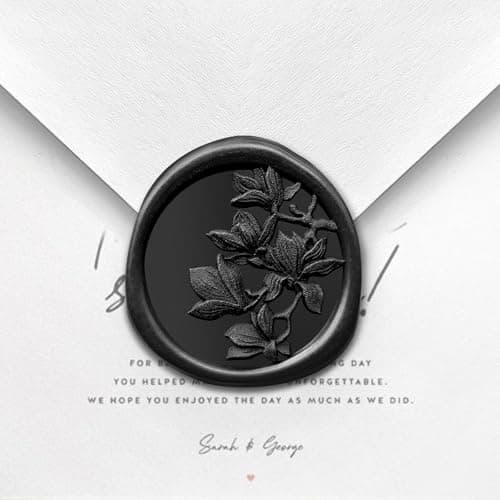 Pilloze 50Pcs Black Olive Branch Wax Seal Stickers, Self-Adhesive Black Wax Seal Stickers for Envelope or Wedding Invitation Good Adhesion and Easy to Use - Image 1