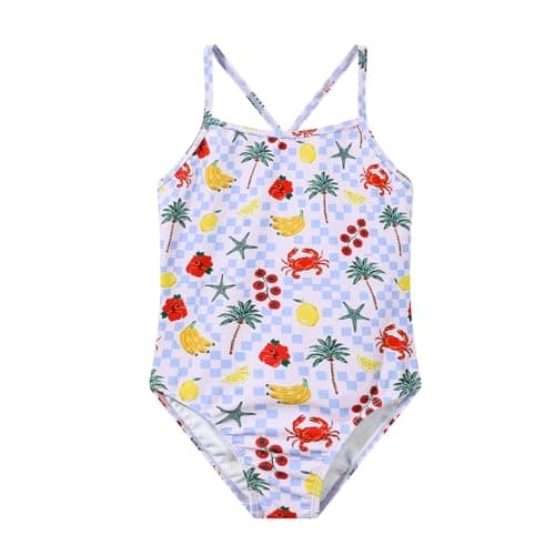 TRENDSTITCH Girls One Piece Swimsuit, Quick Dry Cute Bathing Suit for Kids, Comfortable Swimwear for Beach, Pool & Summer, for 5-6 Years - Image 1