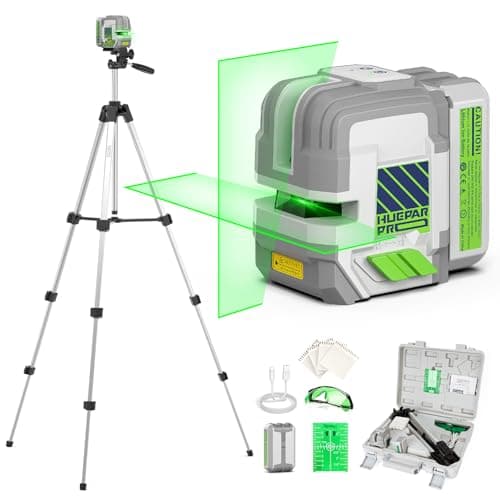 Huepar Pro Laser Level with 55-Inch Tripod, 150Ft Self Leveling Green Lazer Leveler Tool with Pulse Mode up to 200Ft, Rechargeable, Cross Lines for Picture Hanging, Tile, DIY/Construction, Hard Case