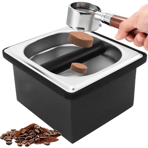 LOK LOKDS Coffee Knock Box Espresso Accessories, Stainless Steel Coffee Grounds Container, Coffee Puck Knock Box for Espresso Machine Accessories (7.28 x 6.8 x 4.25 in) - Image 1