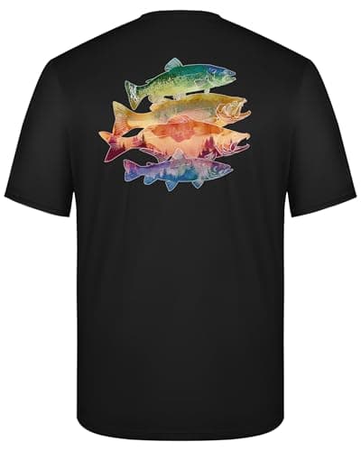 FISHEAL Men's UPF 50+ Swim Shirts, Short Sleeve Anglers Bass Fish Graphic Fishing T-Shirt, Quick Dry Sun UV Protection SPF Beach Rash Guard - Image 1