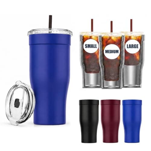Universal Iced Coffee Sleeve, 30oz Stainless Steel Insulated Tumbler, Reusable Ice Coffee Cup Holder To Go Fits Small Medium Large Starbucks/Dunkin/McDonalds Cups,Use for Hot&Cold Drinks(Blue) - Image 1