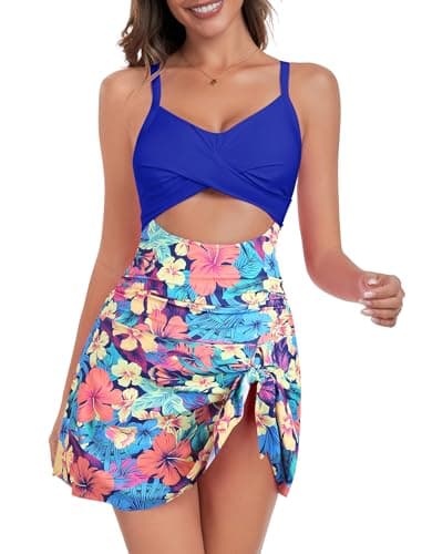 ZAFUL Women One Piece Swimsuit Modest Tummy Control Bathing Suit Over 50 Swim Dress Swimwear Push Up V Neck Swim Suits 2025 Red S - Image 1