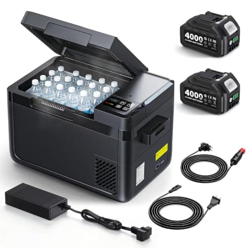 TaskStar 12 Volt Portable Car Refrigerator, 26QT(25L) Fridge with 2× 4.0Ah Batteries, 12/24V DC 100~240V AC Compressor Electric Cooler, -4℉~68℉ Freezer for Car Truck Van RV Camping Road Trip Travel - Image 1