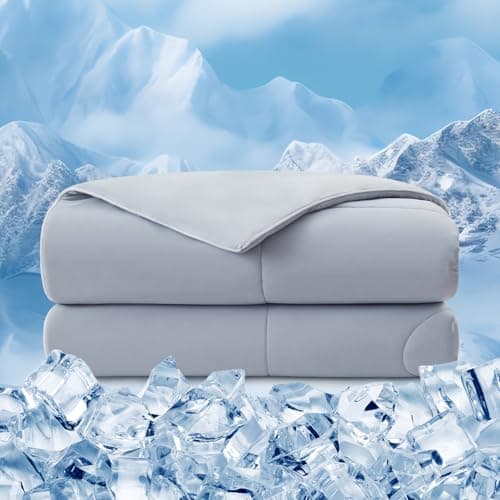 EMME Cooling Comforter King Size, Double Sided Cold Fabric Cooling Blanket for Hot Sleepers, Q-Max>0.45 Breathable Summer Quilt for Night Sweater, Lightweight Duvet Insert (Grey,106 x 90) - Image 1
