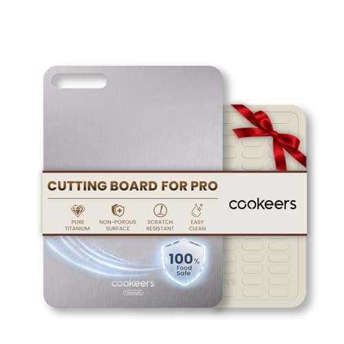 Cookeers Titanium Cutting Board for Kitchen - 2026 New Upgraded 13.5"L x 10"W Pure Titanium Double-sided Cutting Boards, Hygiene Durable Dishwasher Safe Chopping Board for Meat, Fruit, Vegetables - Image 1